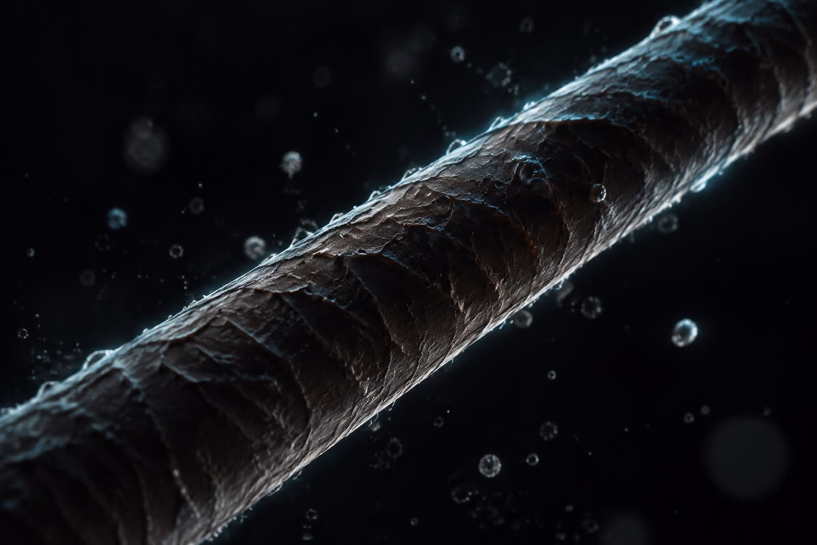 Microscopic visualization of a single dark hair strand